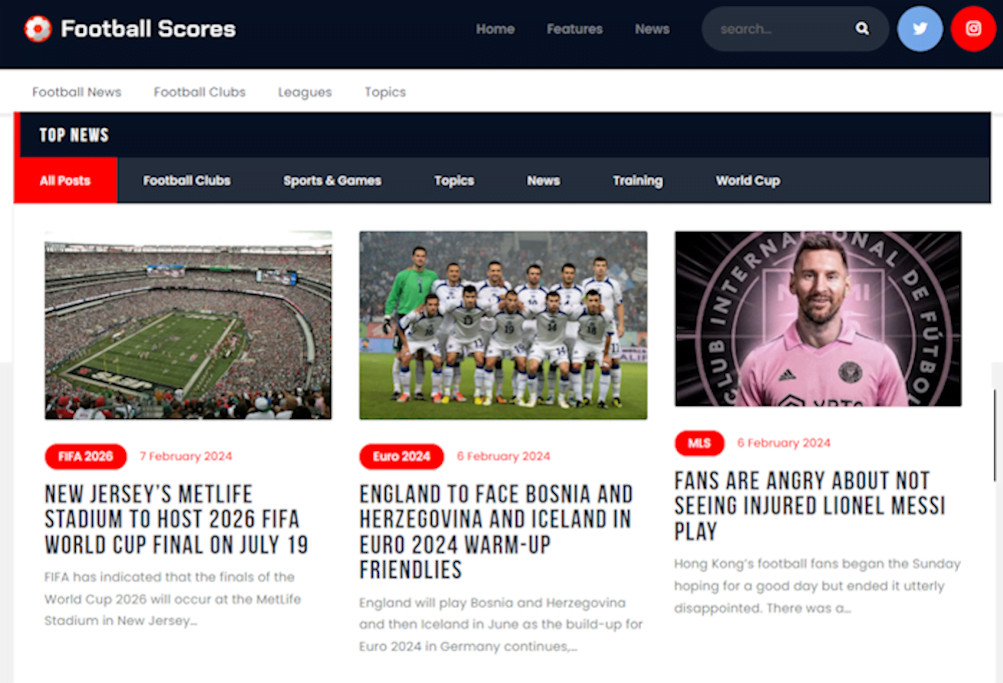 Football Scores - web Design Agency