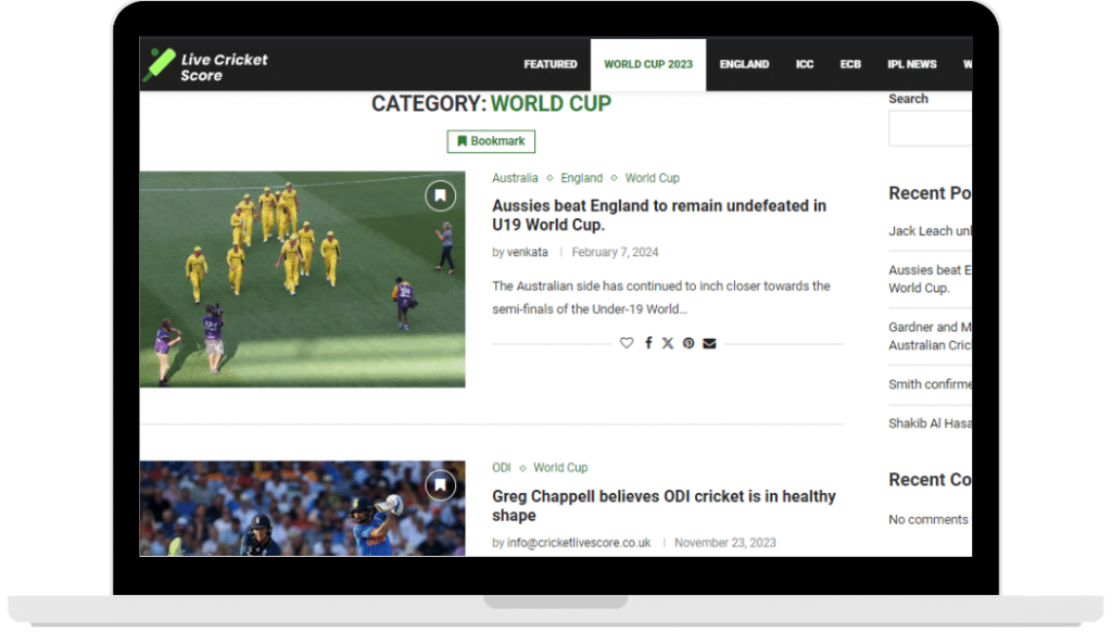 Cricket Live - web Design Agency