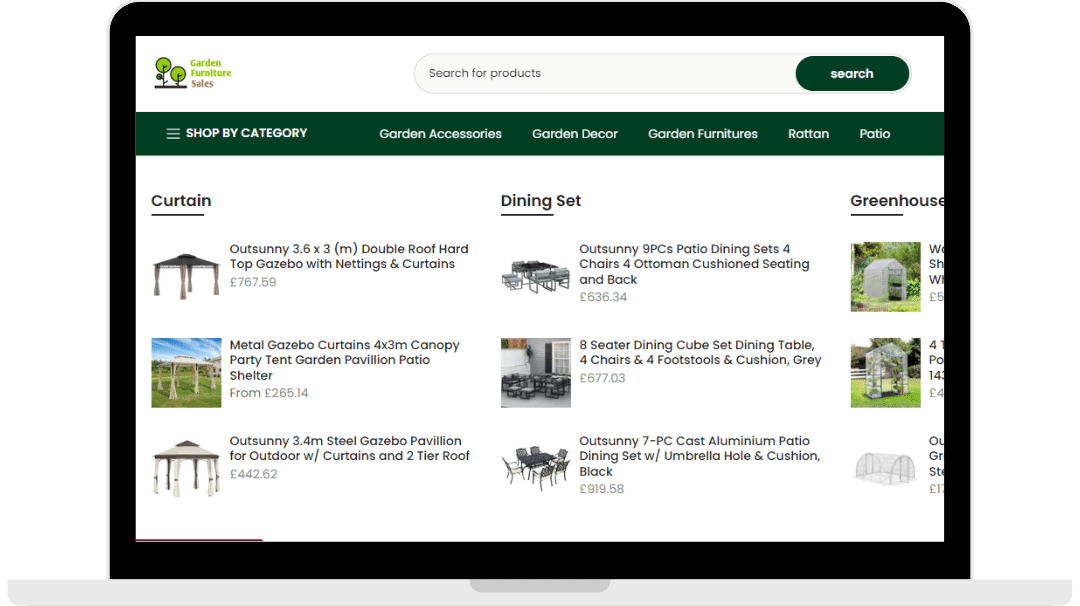 Garden Furniture Sale - web Design Agency